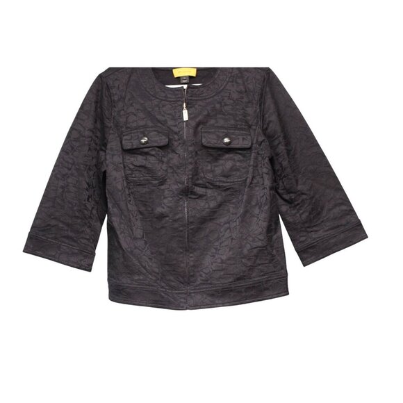 St John Full Zip Jacket Size 14 Black Jacquard Career Old Money Quiet Luxury - Picture 3 of 11